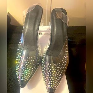 Lady sexy heel black see through size 9 in a half new never been worn